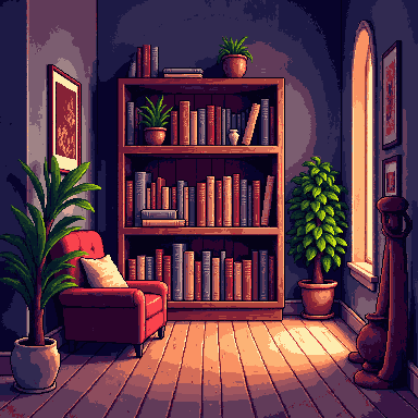 Pixel art cosy studio apartment interior