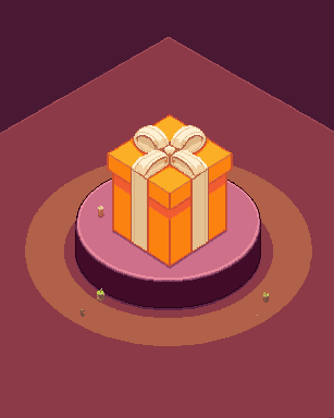 Pixel art gift box product ad, portrait