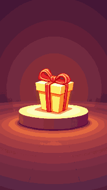 Pixel art gift box product ad, vertical