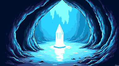 Crystal cave pixel art banner