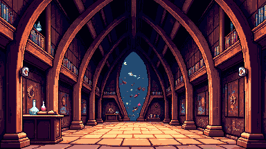 Wizard tower study pixel art banner