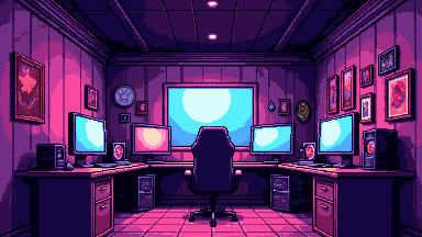 Gaming battlestation pixel art banner