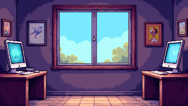 Minimalist gaming desk pixel art banner