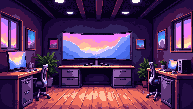 RGB gaming den pixel art banner