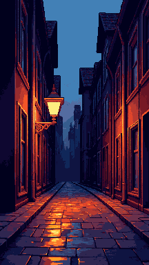 Rainy street lamp pixel art wallpaper
