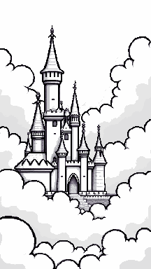 Castle in the clouds pixel art wallpaper