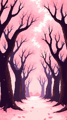 Cherry blossom path pixel art wallpaper
