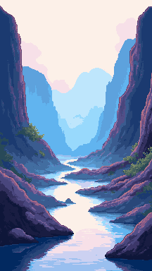Misty mountains pixel art wallpaper