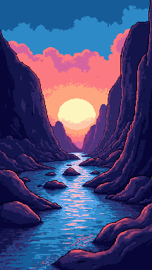 Ocean sunset pixel art wallpaper