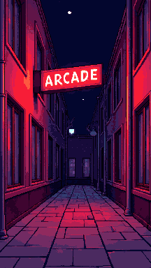 Neon arcade sign pixel art wallpaper