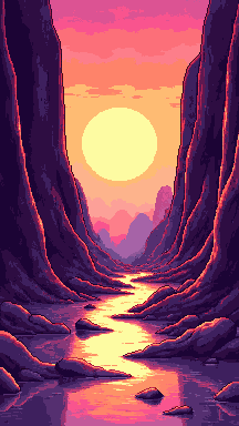 Chrome sunset pixel art wallpaper