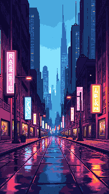 Vaporwave city pixel art wallpaper