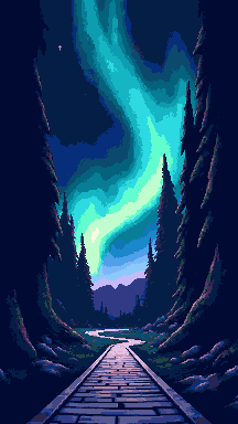 Aurora borealis pixel art wallpaper