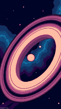 Ringed planet pixel art wallpaper